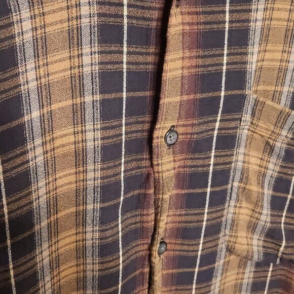 Chereskin Mens Brown Black Plaid Rayon Button Down Large - Picture 3 of 6